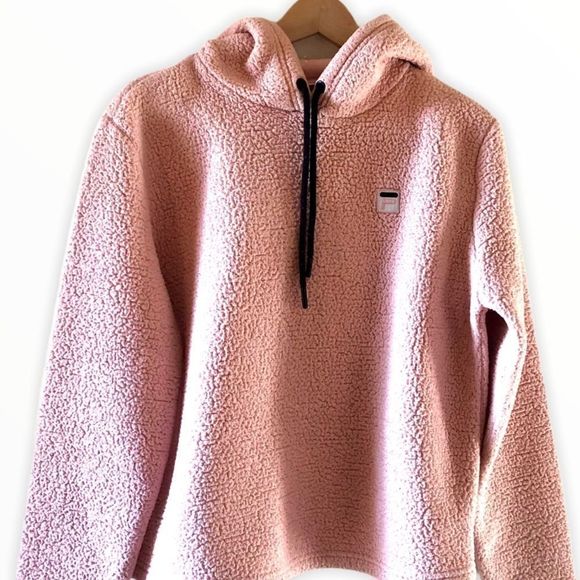 ✨HP✨Fila Pink Sherpa Pullover Women’s Hoodie Small - Picture 1 of 12